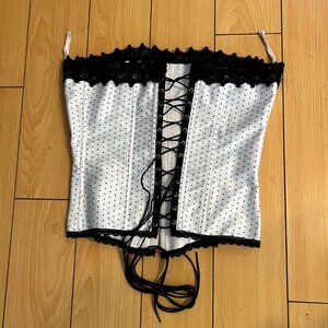Frederick's of Hollywood Black & White Polka Dot Corset - Size 36